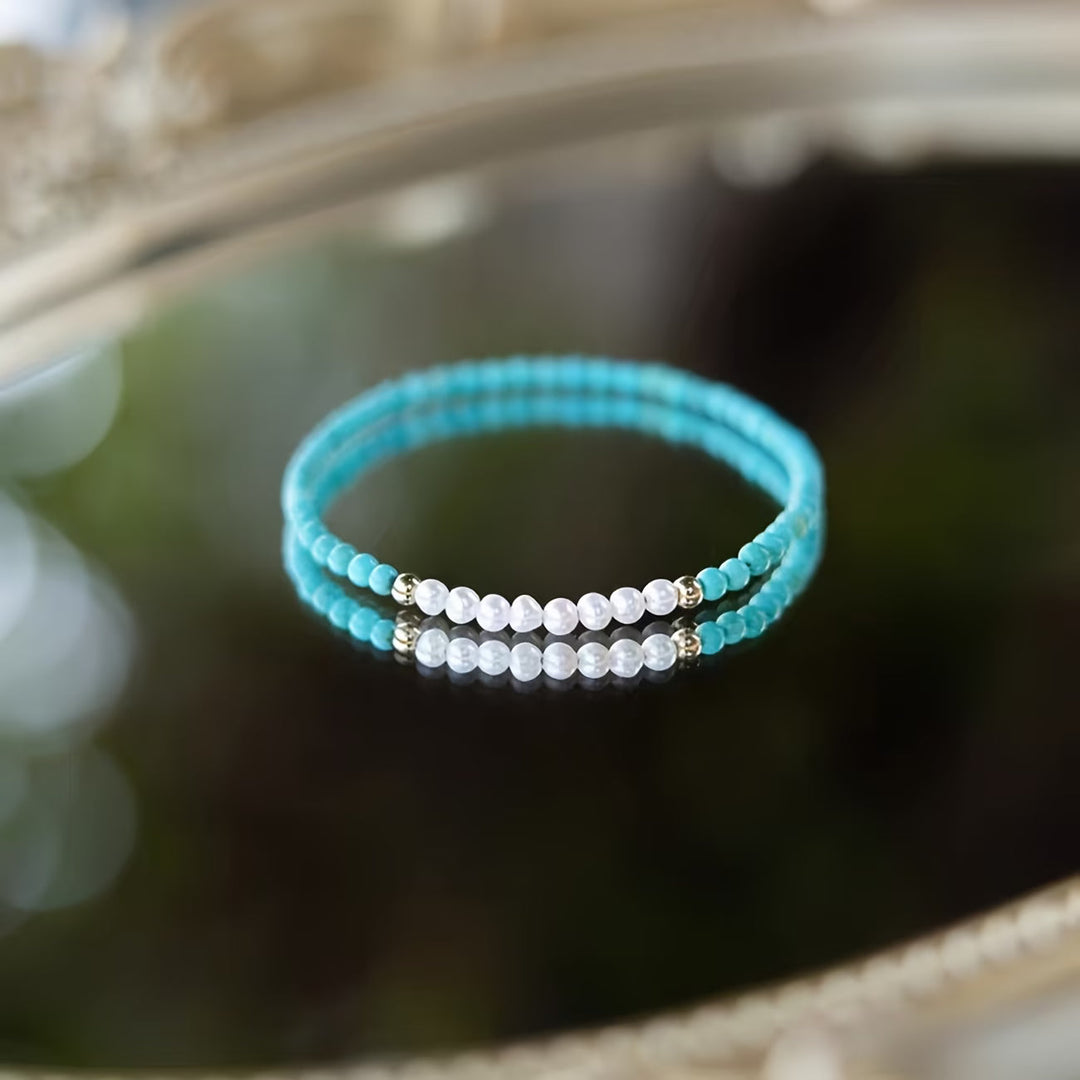 Subtiele Parel Turkoois Armband