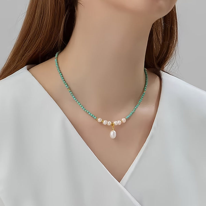 Verfijnde Turkoois Parelketting