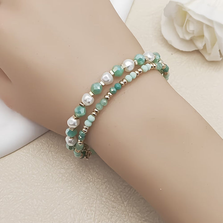Boho Parel Turkoois Armbandenset