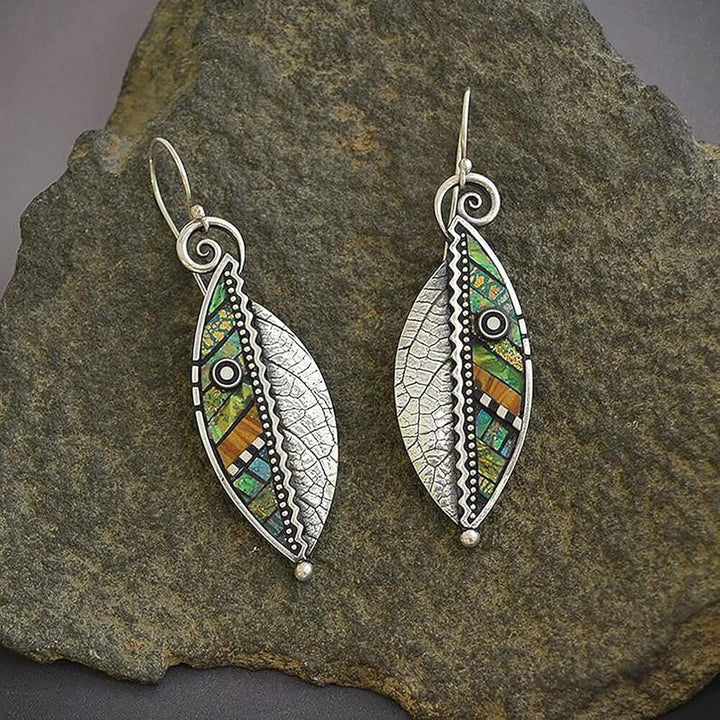 Bohemian Mosaik-Blatt-Ohrringe