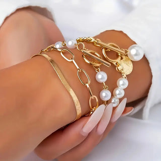 Gelaagde Parel Armbandenset