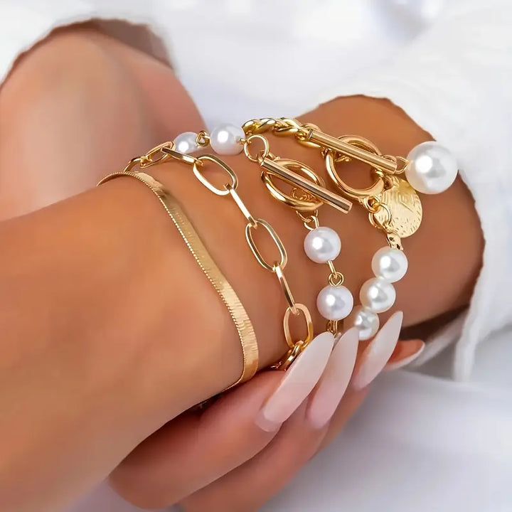 Gelaagde Parel Armbandenset