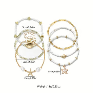 Kust Goud &amp; Parel Armbanden Set van 6
