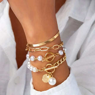 Gelaagde Parel Armbandenset