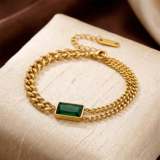 Gouden armband met smaragd op staafje