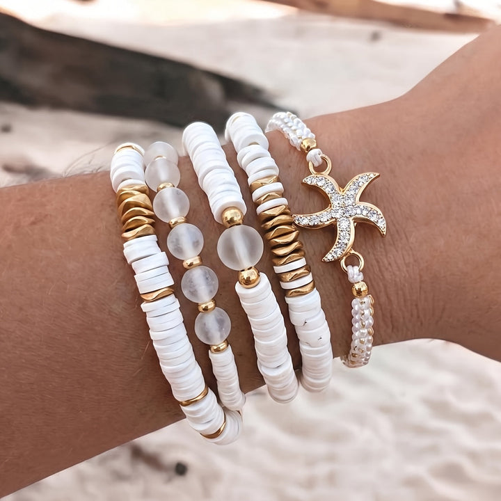 Kust Parel Armbanden Set van 5