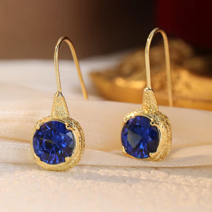 Retro Ohrringe mit blauen Saphiren und Hakenverschluss