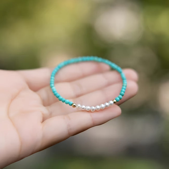 Subtiele Parel Turkoois Armband