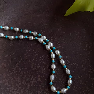Parel &amp; Turkoois Kralenketting