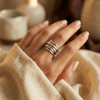 Zilveren ring met meerdere banden