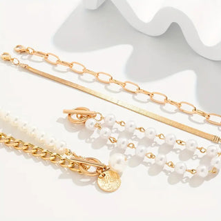 Gelaagde Parel Armbandenset