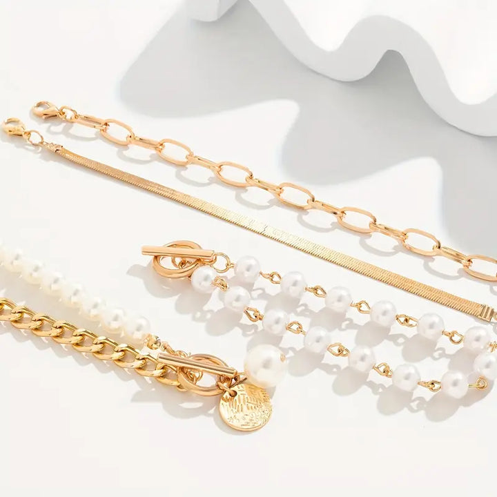 Gelaagde Parel Armbandenset