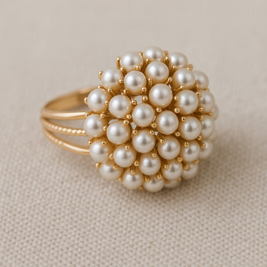 Klassieke Ingelegde Parel Gouden Ring