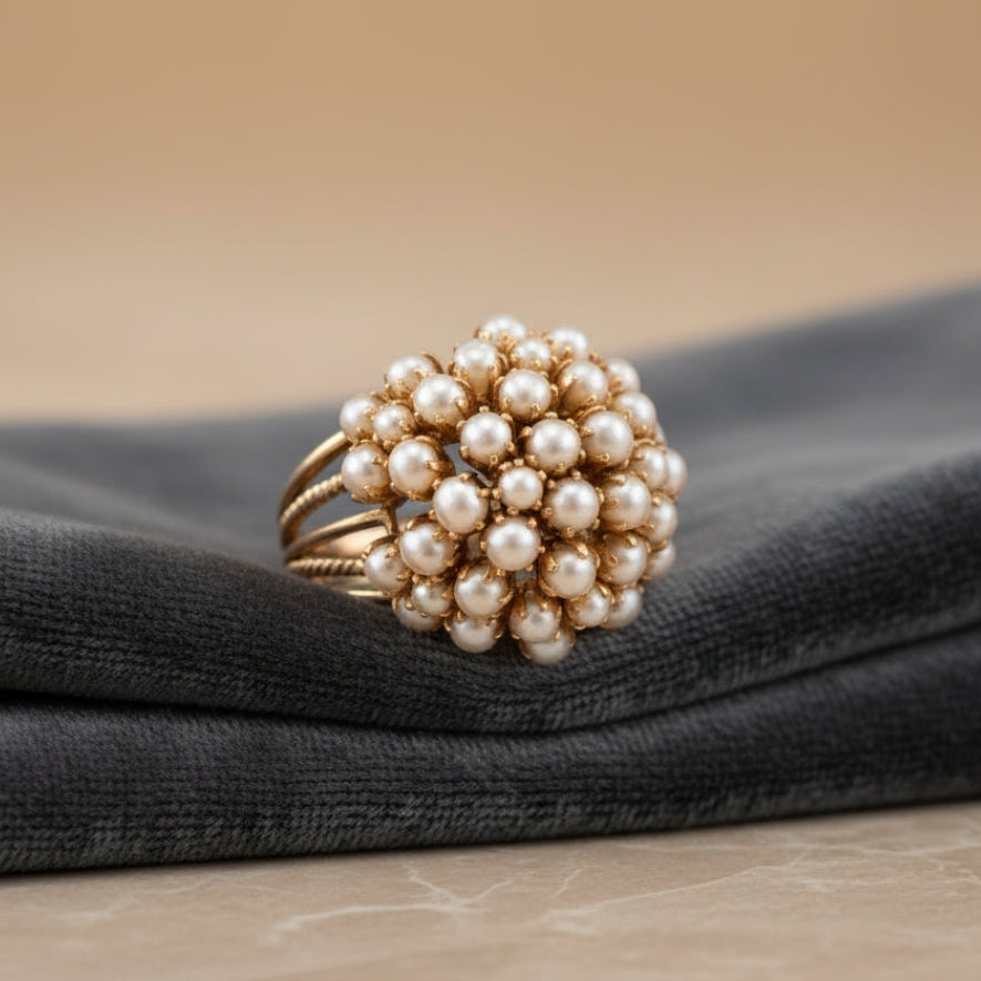 Klassieke Ingelegde Parel Gouden Ring