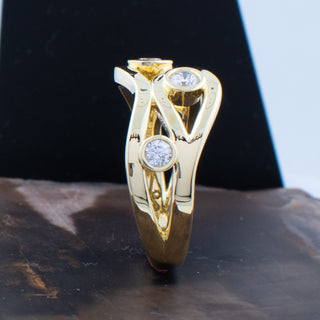 Ring Klassischer Kristall Zweifarbig