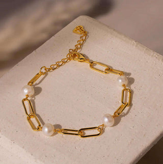 Tijdloze Parel Schakelarmband