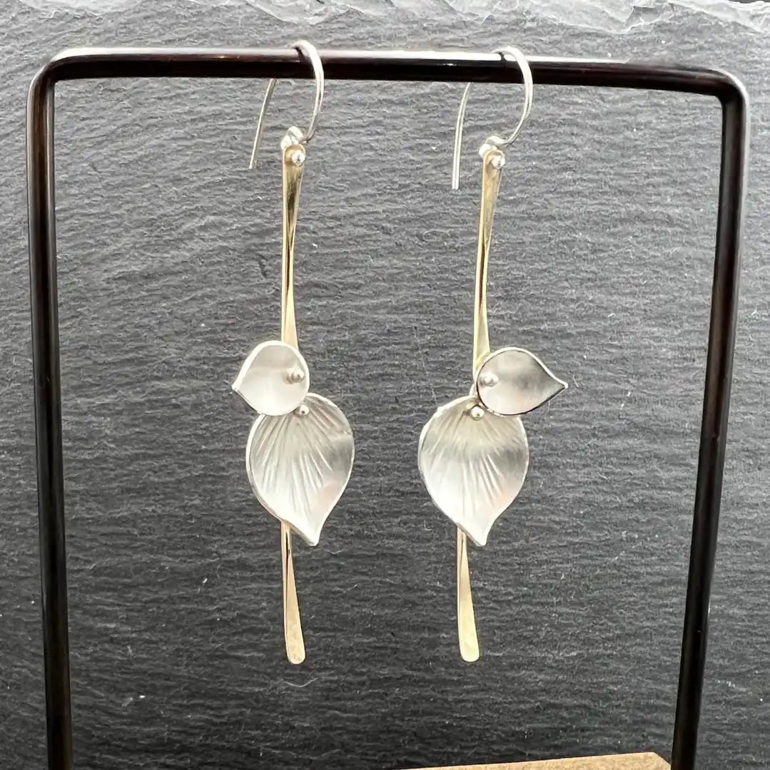 Silberne Vintage Blatt-Ohrringe
