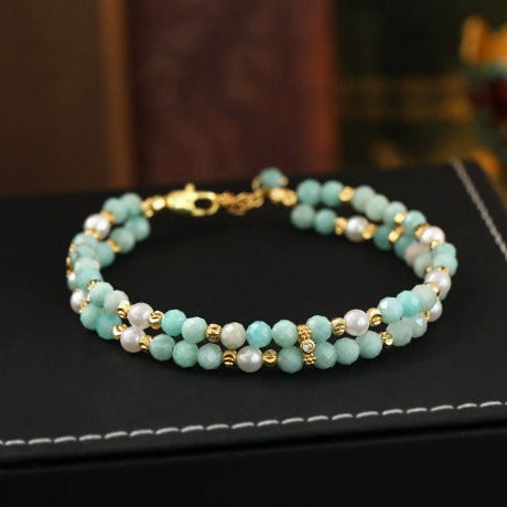 Bohemian Parel Turkoois Armbandenset