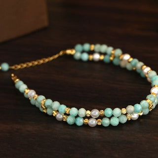 Bohemian Parel Turkoois Armbandenset