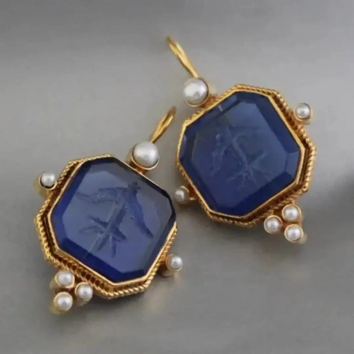 Elegante Vintage Geometrische Perlen-Tropfenohrringe