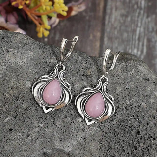 Vintage viktorianische Wassertropfen-Ohrringe mit rosa Steinen
