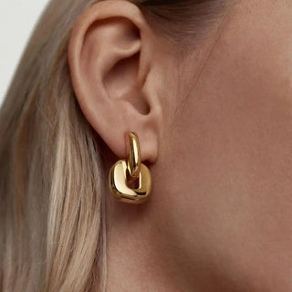 Minimalistische zweifarbige goldene ovale Ohrringe