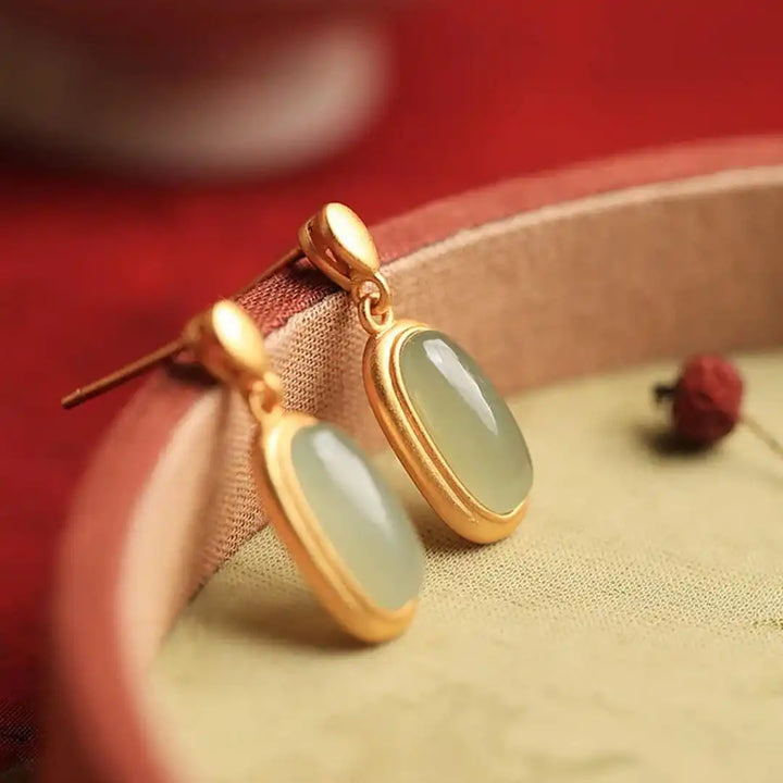 Retro Hetian Jade Ohrringe