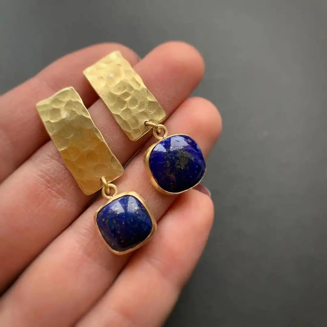 Boho Lapis Lazuli Ohrringe quadratisch