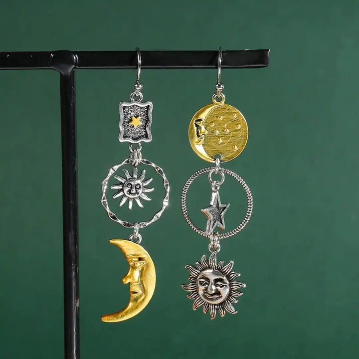 Boho Sonne-Mond Charm Ohrringe