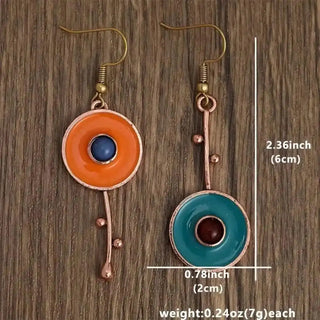 Antike Bronze-Ohrringe mit Farbsteinen