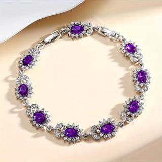 Zilveren armband met bloemen en amethist