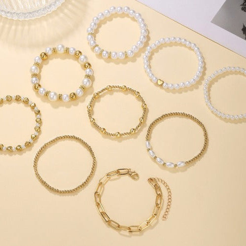 Parel Stapelarmbanden Set van 9