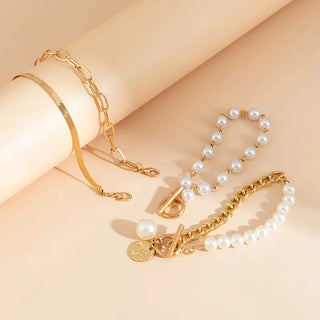 Gelaagde Parel Armbandenset