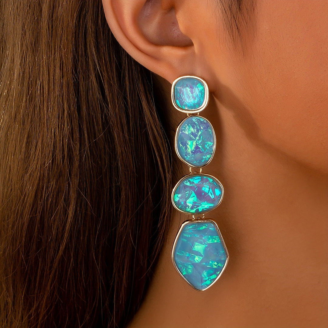 Elegante Gradient Opal-Ohrringe mit Anhänger