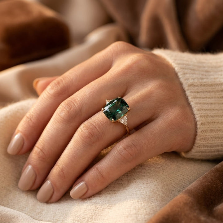 Gouden ring met enkele smaragd