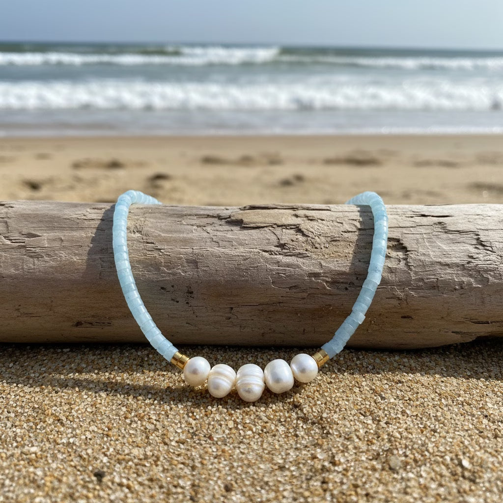 Aquamarijn Parelketting