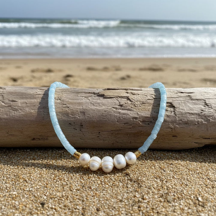 Aquamarijn Parelketting