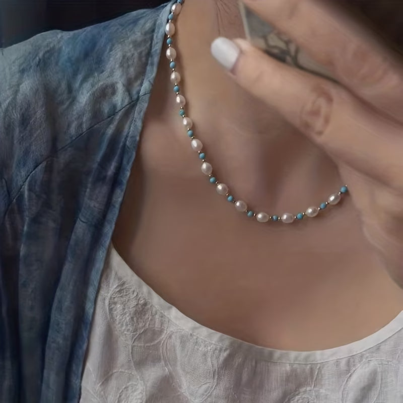 Parel &amp; Turkoois Kralenketting