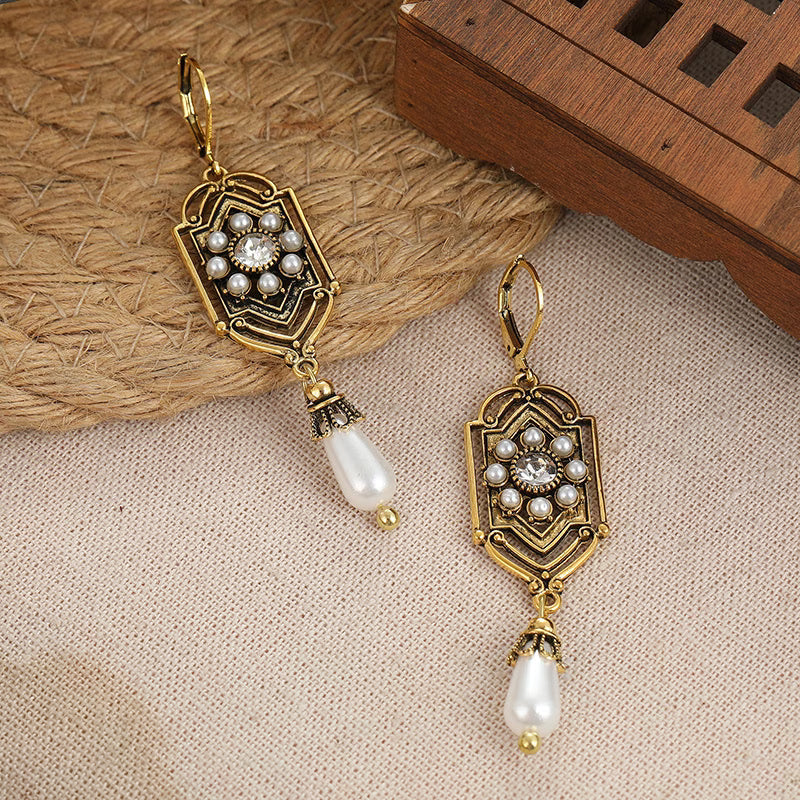 Vintage Gouden Parel Oorbellen
