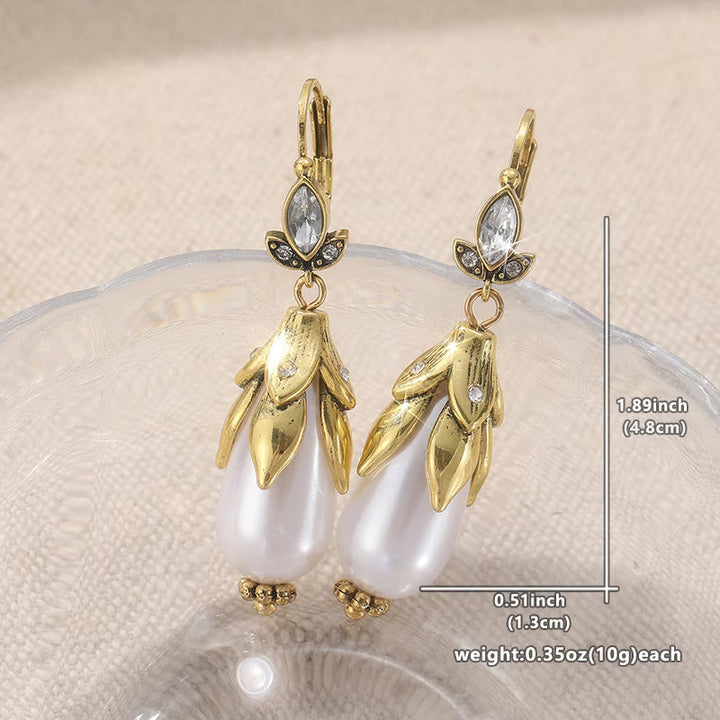 Vintage Botanische Parel Oorbellen