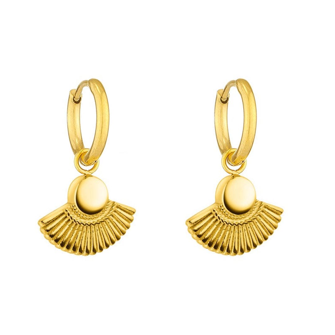 Goldene Fächer-Drop-Hoop-Ohrringe