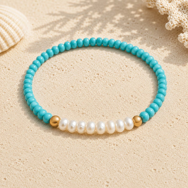 Subtiele Parel Turkoois Armband
