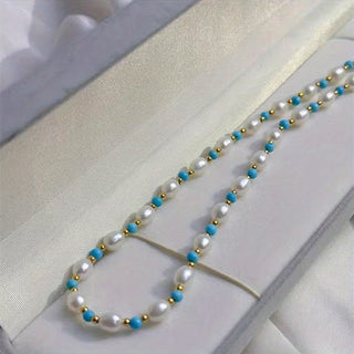 Parel &amp; Turkoois Kralenketting