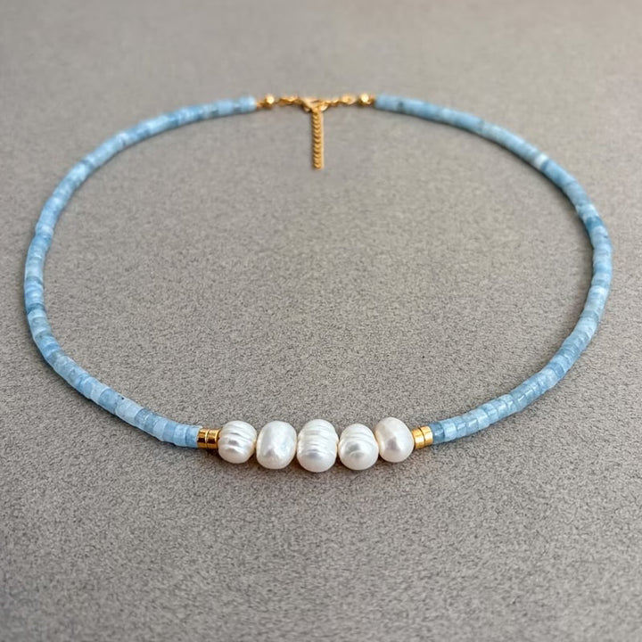 Aquamarijn Parelketting
