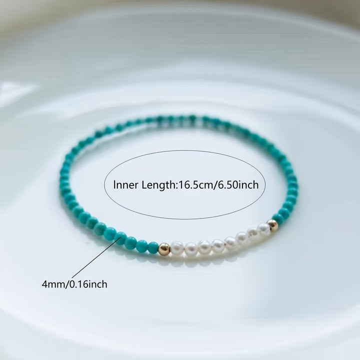Subtiele Parel Turkoois Armband