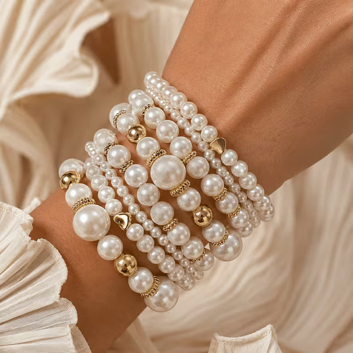 Parel Stapelarmbanden Set van 8