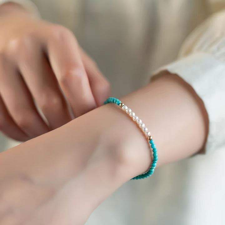 Subtiele Parel Turkoois Armband