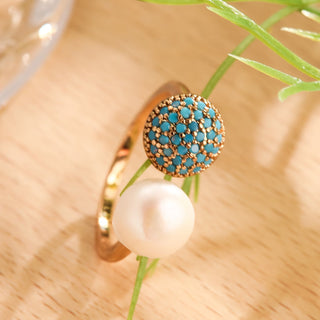 Parel &amp; Turkoois Ring