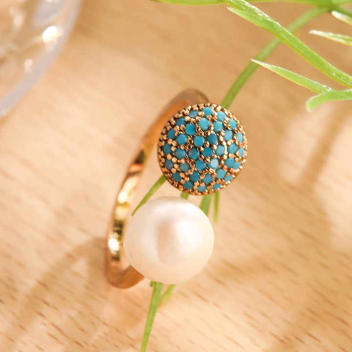 Parel &amp; Turkoois Ring