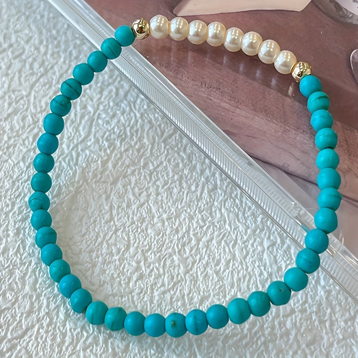 Subtiele Parel Turkoois Armband